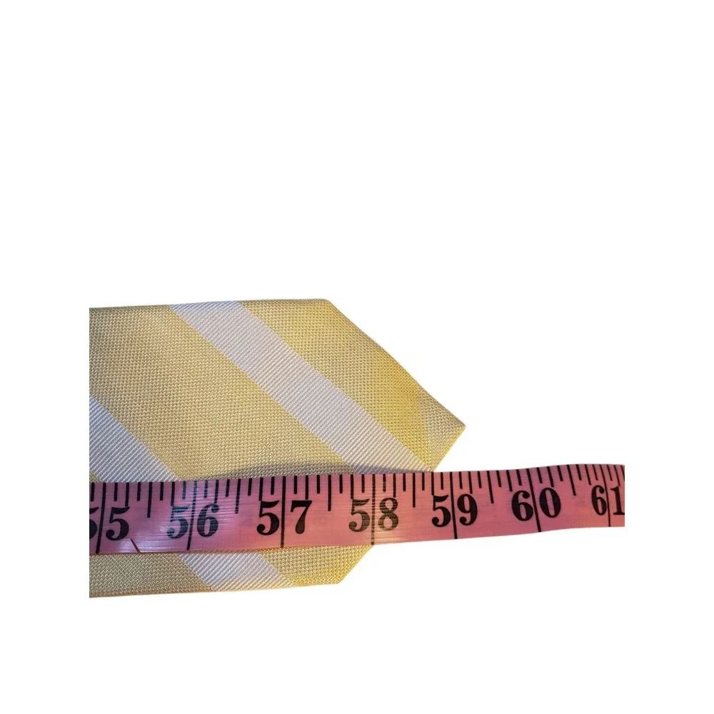 Banana Republic Means Linen‎ Tie Necktie Designer Luxury Yellow White Striped